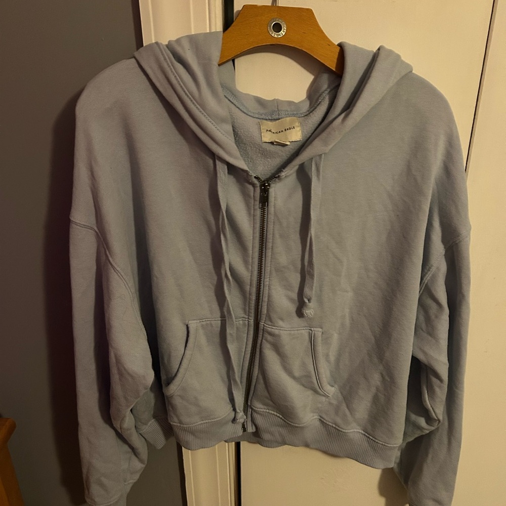 American Eagle Cropped Blue Zip Up